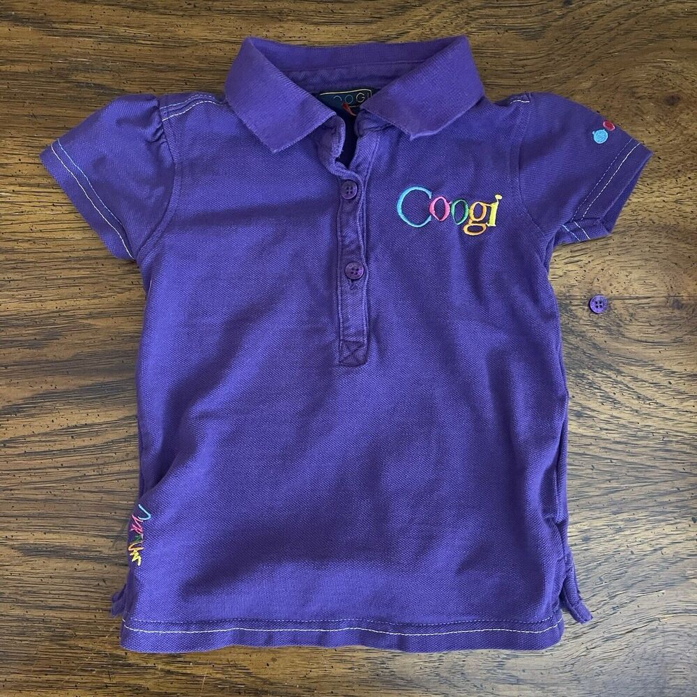 Vintage Girls COOGI 4T Polo Shirt Top Baby Puffy-Sleeves Purple